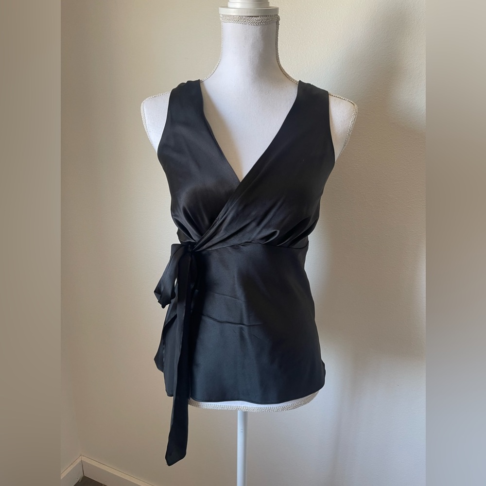Saks Fifth Avenue Silk Black Tie Tank Top